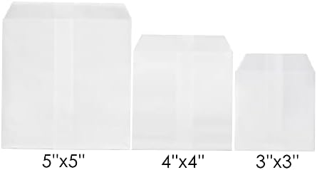 Quotidian White Flat Glassine Paper Bags 5x5 Envelope Pack of 100