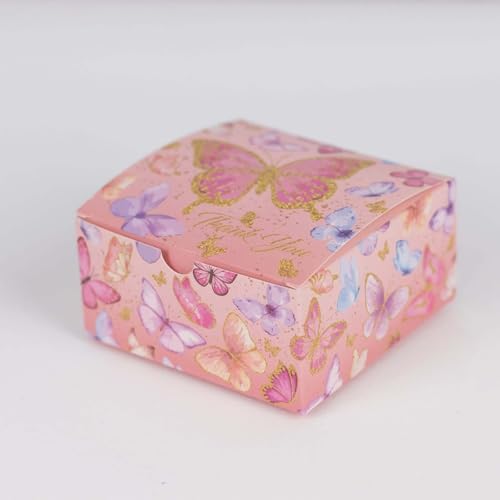 Efavormart 25 Pink Butterfly Party Favor Boxes with Thank You Print