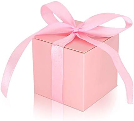 KPOSIYA 100 Pack White Gift Boxes with Ribbons