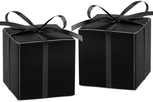Adecortalk 100Pcs Black Gift Boxes with Ribbons
