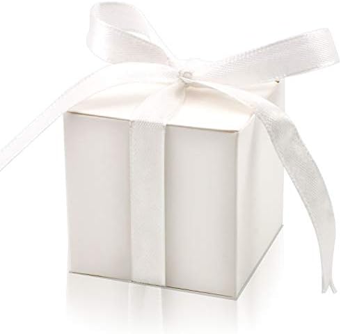 KPOSIYA 70 Pack Gift Boxes 2x2x2 Inch White with Ribbons