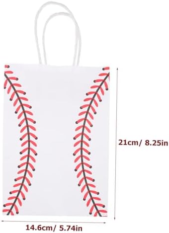 SHOWERORO 12pcs White Kraft Paper Baseball Party Bags