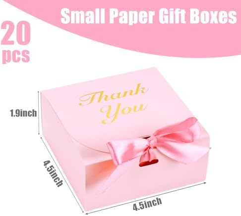 VGOODALL 20PCS Pink Gift Boxes with Bow Ribbons