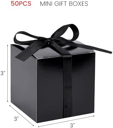 VGOODALL 50PCS Black Kraft Gift Boxes with Ribbon