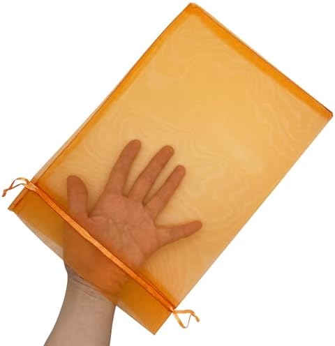 50 Pack Orange Organza Gift Bags 8x12 Inch Halloween Party Favor Bags