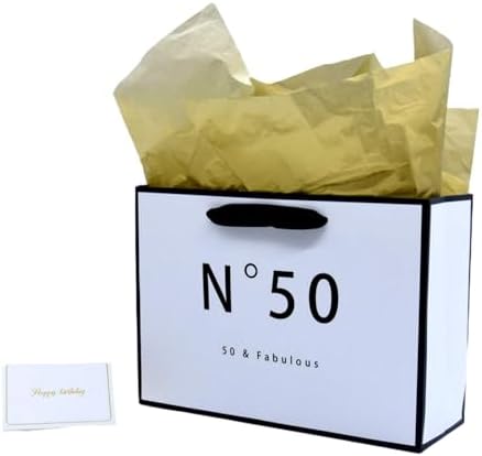 JUNESHE 50th Birthday Gift Bag for Men Women