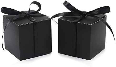 COTOPHER 60pcs Black Gift Boxes with Ribbons