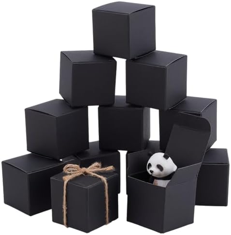 PH PandaHall 30pcs Mini Square Gift Boxes Foldable Black Packaging