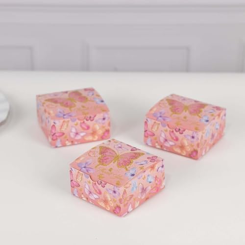 Efavormart 25 Pink Butterfly Party Favor Boxes with Thank You Print