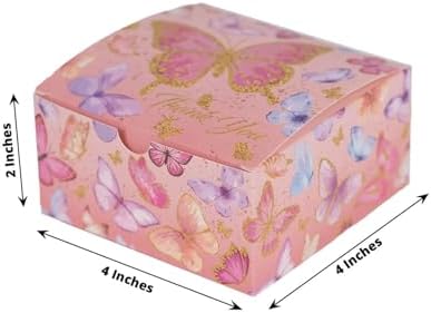 Efavormart 25 Pink Butterfly Party Favor Boxes with Thank You Print