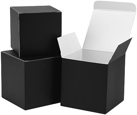 20 Pack Small Square Black Gift Boxes with Lids for Wrapping