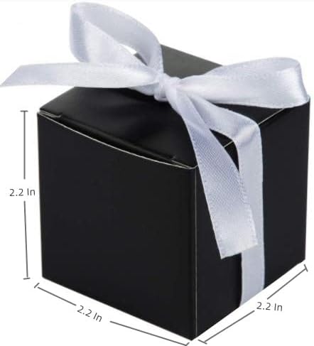 KUPOO 50PCS Small Gift Boxes with Ribbons Black