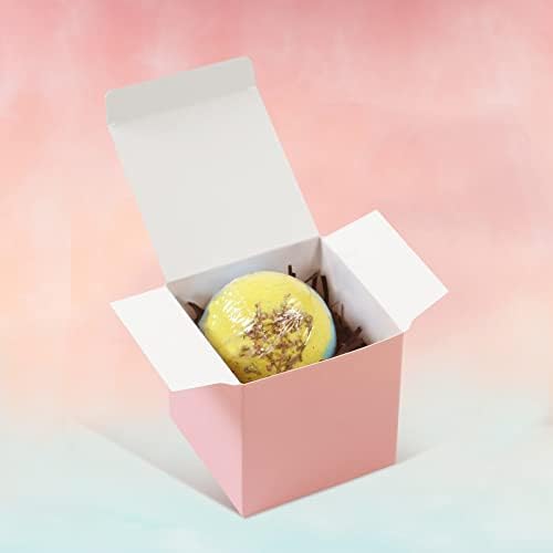 COTOPHER 100pcs 2x2x2 Inch Pink Gift Boxes with Ribbons