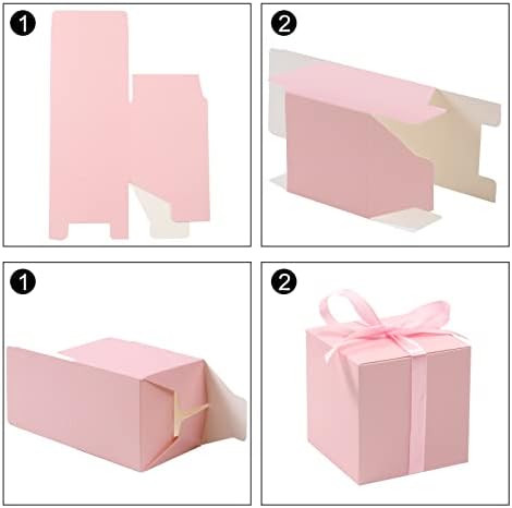 COTOPHER 100pcs 2x2x2 Inch Pink Gift Boxes with Ribbons
