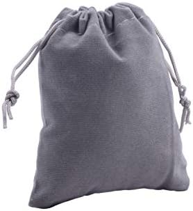 Sansam 50pcs Grey Drawstring Velvet Bags for Gifts and Events