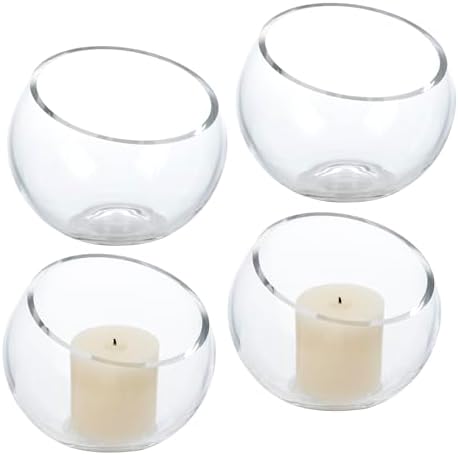 MyGift Premium Hotel Series 5 Inch Clear Glass Terrarium Set of 4