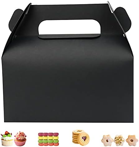 GUIFIER 25 Pack Black Gable Treat Boxes for Party Favors