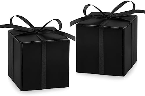 Hooqict 100pc Black Gift Boxes with Ribbons