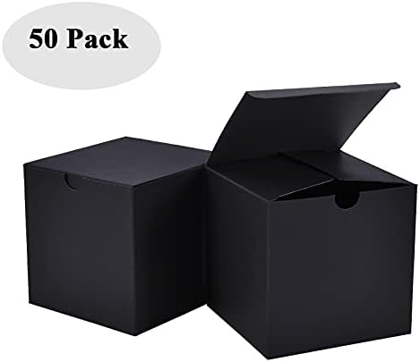 NIGNYA 50 Pack Black Gift Boxes 3x3x3 Inch