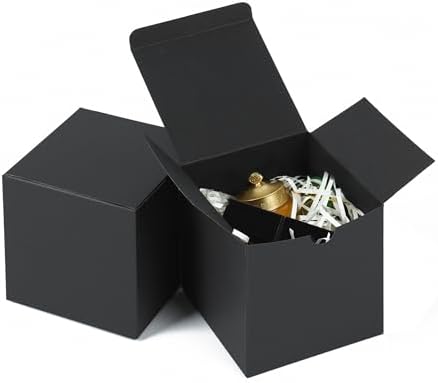 SHIPKEY 10 Pcs Black Cardboard Gift Boxes with Lids