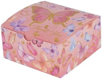 Efavormart 25 Pink Butterfly Party Favor Boxes with Thank You Print