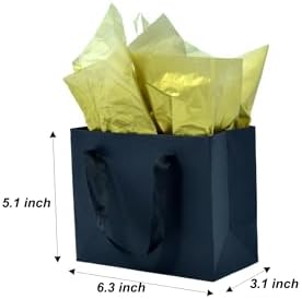 JUNESHE Mini Black Gift Bags with Handles 6 Pack