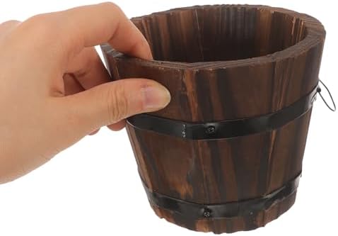 BESPORTBLE Rustic Wooden Barrel Planters 4pcs