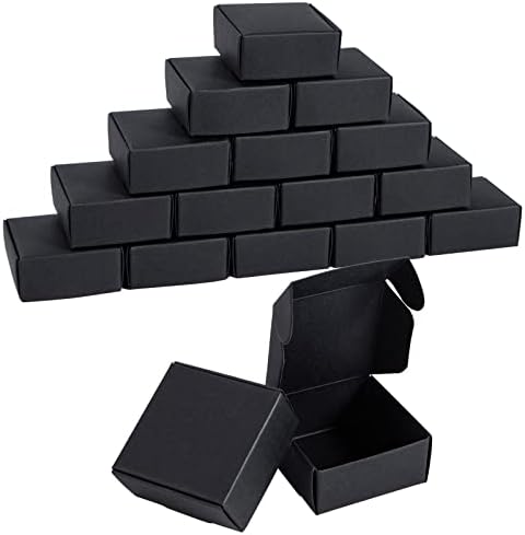 Nignya 100 Pcs Black Mini Gift Boxes Square Kraft Paper Favor Boxes
