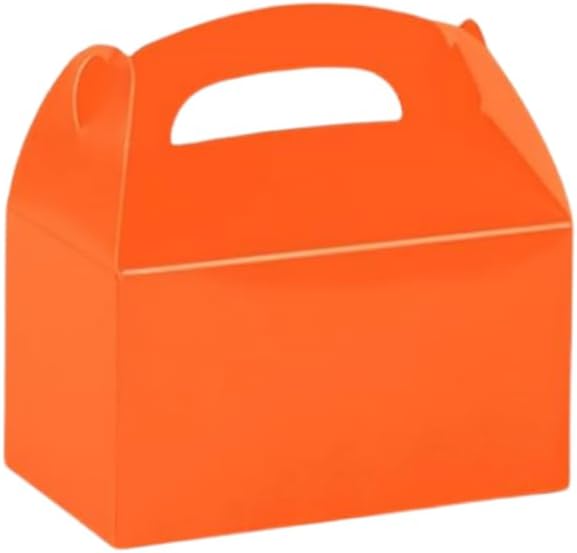 CHNLML 12 Pack Treat Boxes with Handles Orange