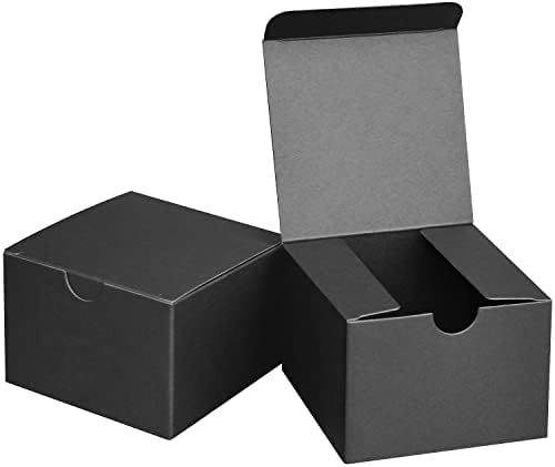 Small Black Gift Boxes 4x4x3 Inches 50 Pack Matte Black Kraft