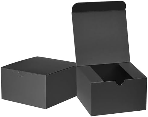 Ueznea Small Black Gift Boxes 50 Pack Kraft Paper Wrap