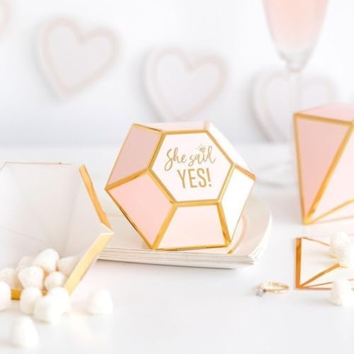 Unique Pink Diamond Shaped Paper Favor Boxes 65x15 8 Count