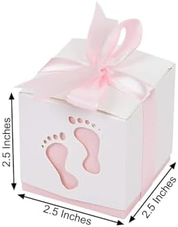 Efavormart 25 Pack Baby Footprint Candy Boxes with Ribbons