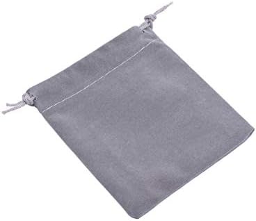 Sansam 50pcs Grey Drawstring Velvet Bags for Gifts and Events