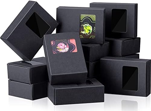 Spakon 30 Pcs Mini Kraft Soap Boxes with Window