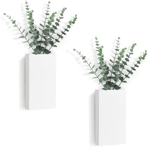 Dahey 2 Pack Wood Wall Planter with Artificial Eucalyptus