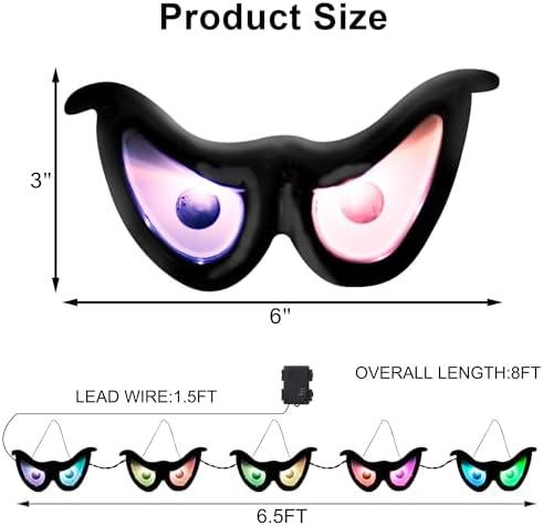 YOFIT 65ft Halloween LED Eye String Lights with Timer and Battery Box