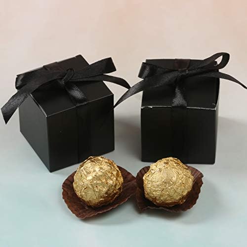 COTOPHER 60pcs Black Gift Boxes with Ribbons
