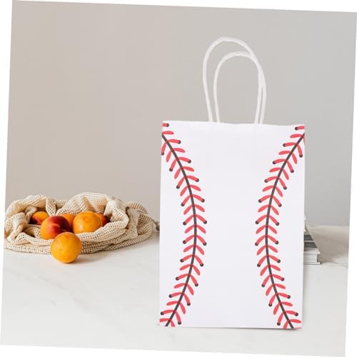 SHOWERORO 12pcs White Kraft Paper Baseball Party Bags