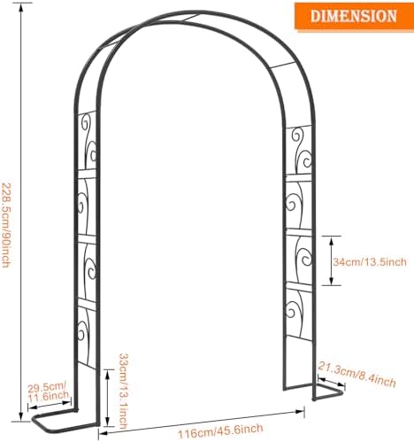 75FT Metal Wedding Arch with Base for Ceremony and Party