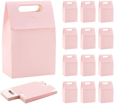 PH PandaHall 24 Pack Pink Gift Boxes with Handles