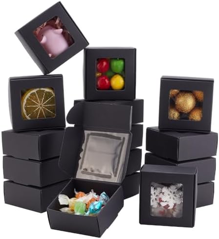 BENECREAT 100-Pack Kraft Gift Boxes with Clear Window