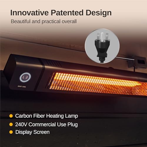 EAST OAK 3000W Wall Mounted Electric Patio Heater with IP65 Waterproof Remote Control