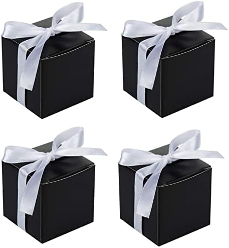 KUPOO 50PCS Small Gift Boxes with Ribbons Black