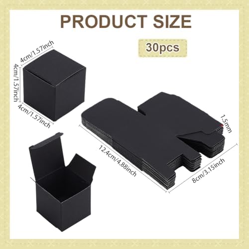 PH PandaHall 30pcs Mini Square Gift Boxes Foldable Black Packaging
