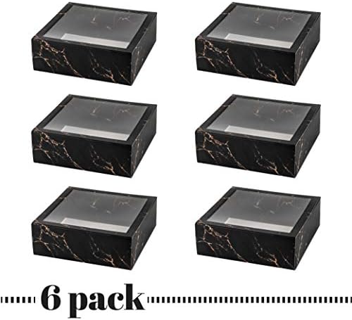 Hammont Clear Window Gift Boxes 6 Pack Square 6x6x2 Inch