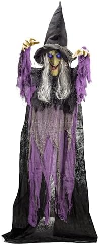 JOYIN 72 Inch Halloween Witch Decor Light Up Sound Activated