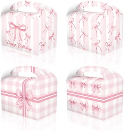 CPTBAG 12pcs Pink Bow Gift Boxes Party Supplies
