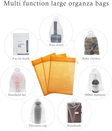 50 Pack Orange Organza Gift Bags 8x12 Inch Halloween Party Favor Bags