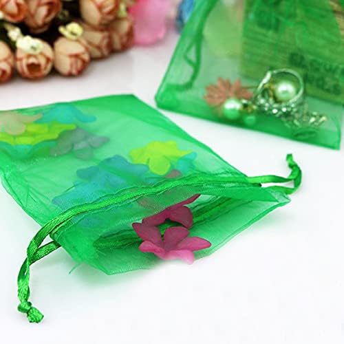 4x6 Inch Organza Gift Bags with Drawstring 50 Count Green Clear Sachet